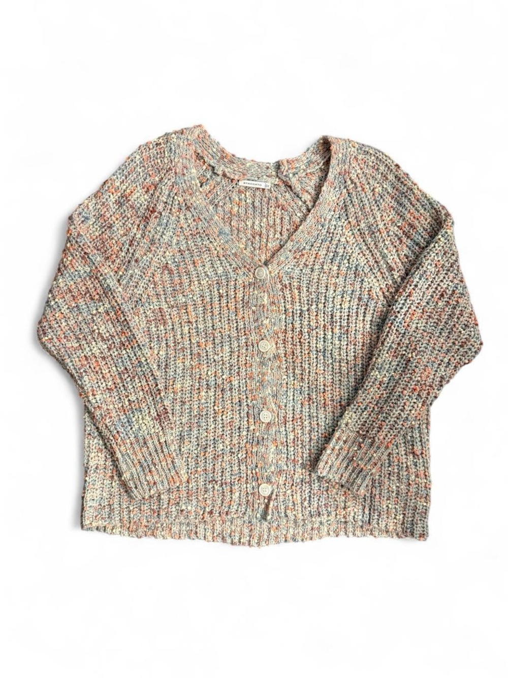Staccato Cream Multicolor Speckled Button Cardigan